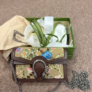 Gucci Brown and Tan Floral Crossbody Bag